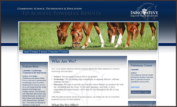 Innovative Equine Technologies Veterinarian Science studies site designed by Equine Originals